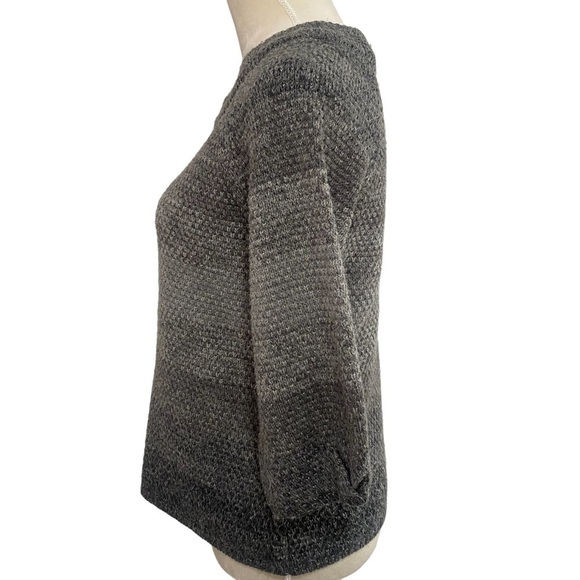 A.N.A. Gray Ombré Knit Crew Neck 3/4 Bell Sleeve Sweater Size Petite Medium - Picture 4 of 6